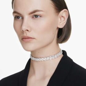 Millenia-halsband med åttkantig slipning, vitt, rodiumpläterat