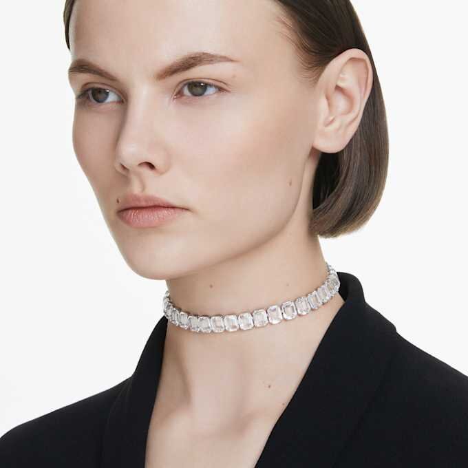 Millenia-halsband med åttkantig slipning, vitt, rodiumpläterat Millenia-halsband med åttkantig slipning, vitt, rodiumpläterat