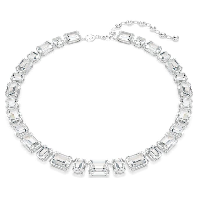 Millenia-halsband med åttkantig slipning, vitt, rodiumpläterat Millenia-halsband med åttkantig slipning, vitt, rodiumpläterat