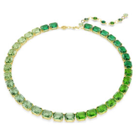 Millenia-halsband med åttkantiga kristaller, färgövergång, grönt, guldpläterat