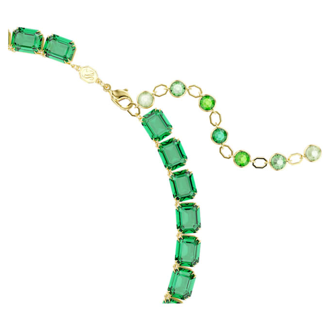 Millenia-halsband med åttkantiga kristaller, färgövergång, grönt, guldpläterat Millenia-halsband med åttkantiga kristaller, färgövergång, grönt, guldpläterat