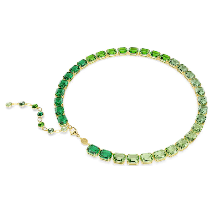 Millenia-halsband med åttkantiga kristaller, färgövergång, grönt, guldpläterat Millenia-halsband med åttkantiga kristaller, färgövergång, grönt, guldpläterat