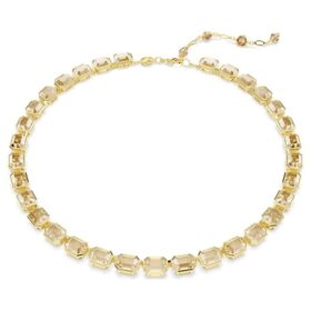 Millenia-halsband med åttkantiga kristaller, gult, guldpläterat