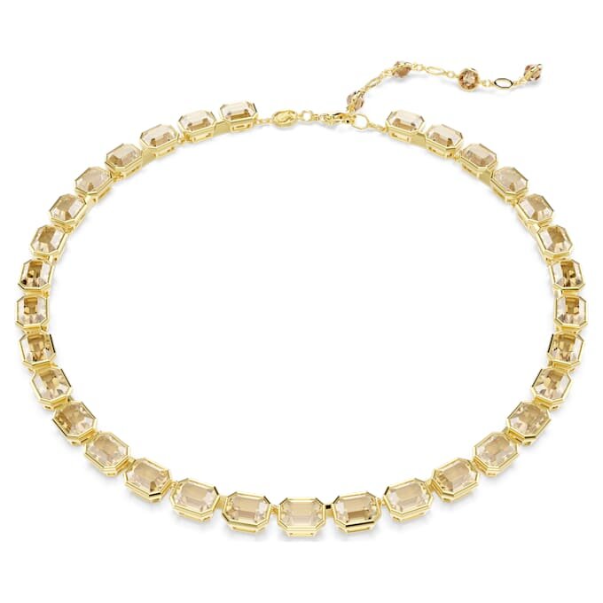 Millenia-halsband med åttkantiga kristaller, gult, guldpläterat Millenia-halsband med åttkantiga kristaller, gult, guldpläterat