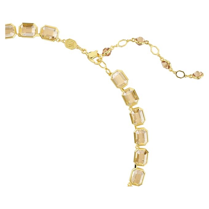 Millenia-halsband med åttkantiga kristaller, gult, guldpläterat Millenia-halsband med åttkantiga kristaller, gult, guldpläterat