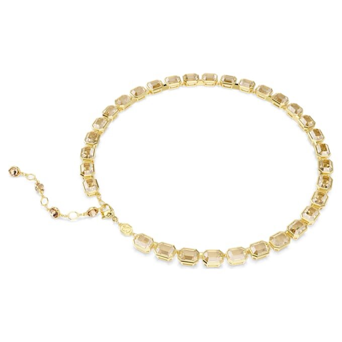 Millenia-halsband med åttkantiga kristaller, gult, guldpläterat Millenia-halsband med åttkantiga kristaller, gult, guldpläterat