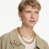 Idyllia-ring med blandade slipningar, blommotiv, flerfärgad, guldpläterad