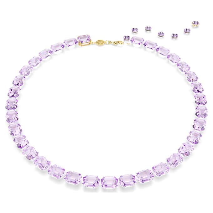 Millenia-halsband med åttkantiga kristaller, lila, guldpläterat Millenia-halsband med åttkantiga kristaller, lila, guldpläterat