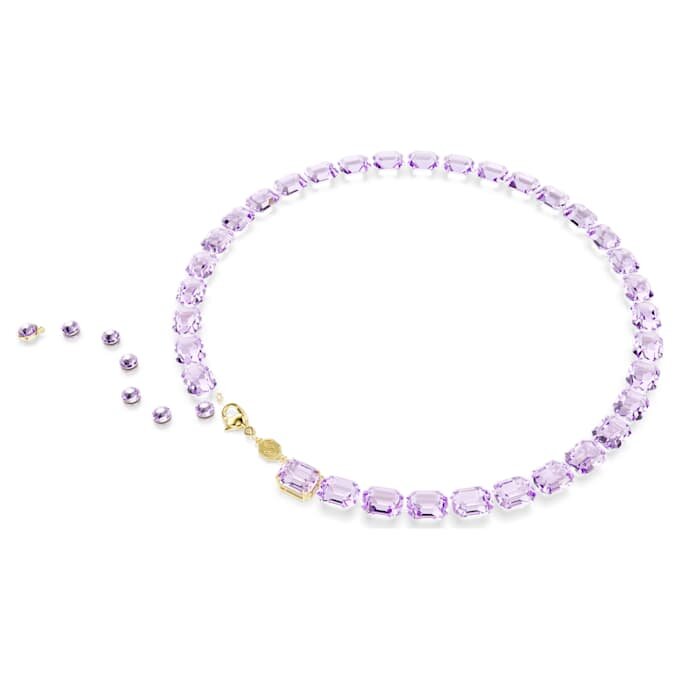 Millenia-halsband med åttkantiga kristaller, lila, guldpläterat Millenia-halsband med åttkantiga kristaller, lila, guldpläterat