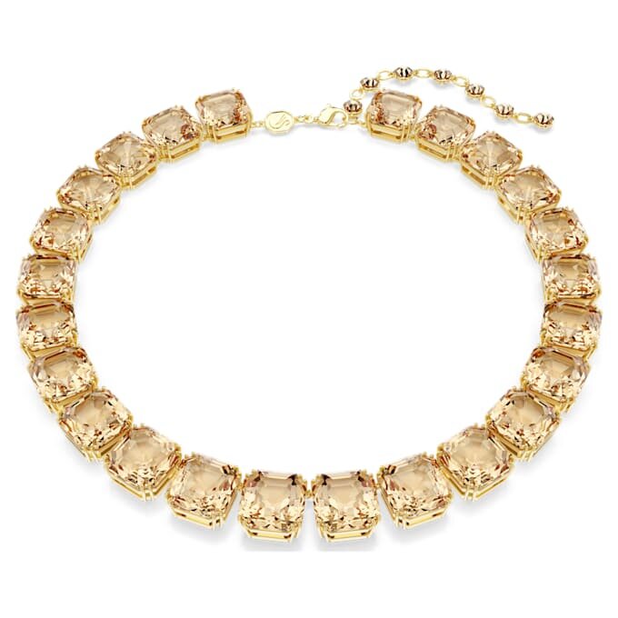 Millenia-halsband med åttkantiga slipningar, karamellfärgat, guldpläterat Millenia-halsband med åttkantiga slipningar, karamellfärgat, guldpläterat