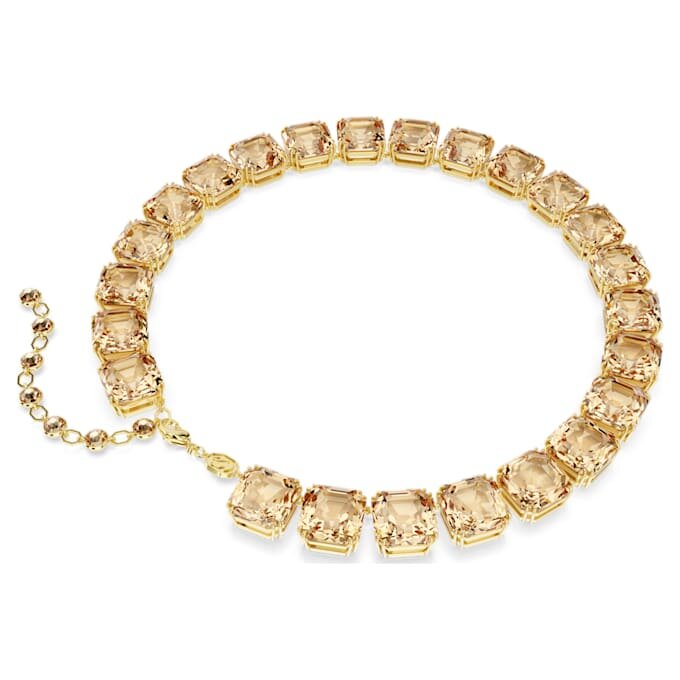 Millenia-halsband med åttkantiga slipningar, karamellfärgat, guldpläterat Millenia-halsband med åttkantiga slipningar, karamellfärgat, guldpläterat
