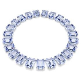 Millenia-halsband med överdimensionerade kristaller, åttkantig slipning, blå, rodiumpläterat