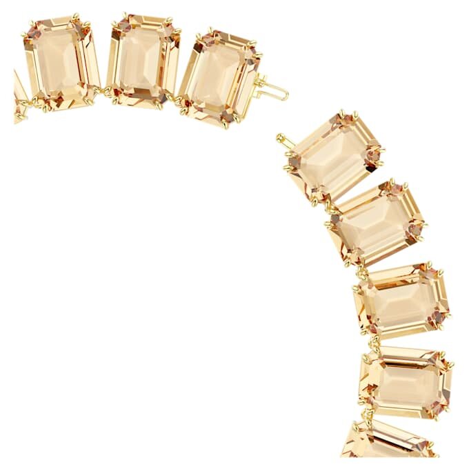 Millenia-halsband med överdimensionerade kristaller, åttkantig slipning, karamellfärg, guldpläterat Millenia-halsband med överdimensionerade kristaller, åttkantig slipning, karamellfärg, guldpläterat