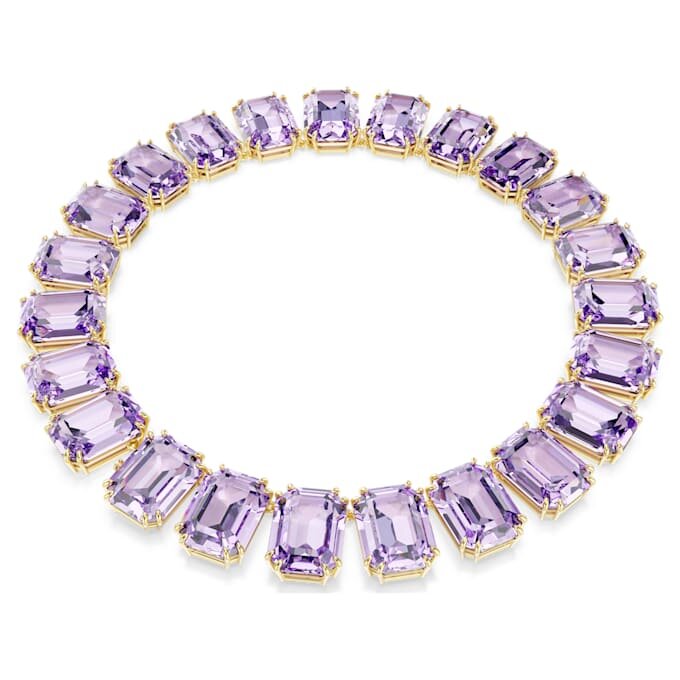 Millenia-halsband med överdimensionerade kristaller, åttkantig slipning, lila, guldpläterat Millenia-halsband med överdimensionerade kristaller, åttkantig slipning, lila, guldpläterat