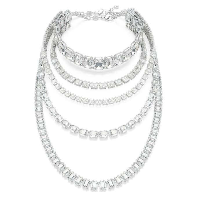 Millenia lagerhalsband med blandade slipningar, vitt, rodiumpläterat Millenia lagerhalsband med blandade slipningar, vitt, rodiumpläterat