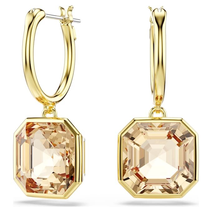 Millenia örhängen med fyrkantig slipning, karamellfärgade, guldpläterade Millenia örhängen med fyrkantig slipning, karamellfärgade, guldpläterade