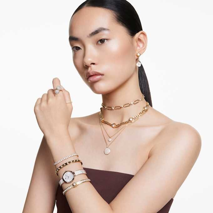 Numina-armband, rund slipning, vitt, guldpläterat Numina-armband, rund slipning, vitt, guldpläterat