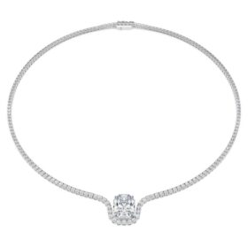 Octagon-halsband med laboratorieframställda diamanter, totalt 12,86 karat, oktagonform, 18K vitguld