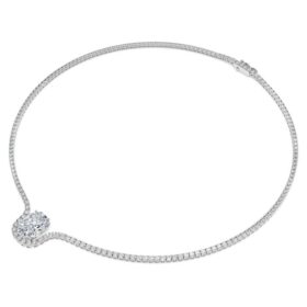 Octagon-halsband med laboratorieframställda diamanter, totalt 12,86 karat, oktagonform, 18K vitguld