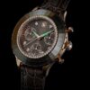 Octea Chrono-klocka, tillverkad i Schweiz, läderarmband, grå, roséguldfärgad yta