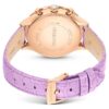 Octea Chrono-klocka, tillverkad i Schweiz, läderarmband, lila, roséguldfärgad yta