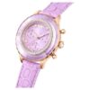 Octea Chrono-klocka, tillverkad i Schweiz, läderarmband, lila, roséguldfärgad yta