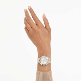 Octea Chrono-klocka, tillverkad i Schweiz, metallarmband, guldfärgad, champagneguldfärgad yta