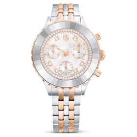 Octea Chrono-klocka, tillverkad i Schweiz, metallarmband, roséguldfärgad, blandad metallfinish
