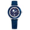 Octea Moon Watch Swiss Made, Moon, läderarmband, blå, rostfritt stål