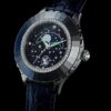Octea Moon Watch Swiss Made, Moon, läderarmband, blå, rostfritt stål