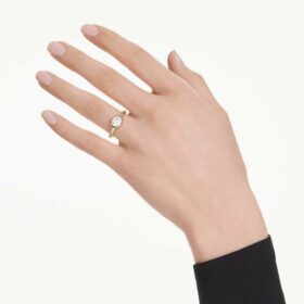 Oktagonal ring med laboratorieframställda diamanter, totalt 1,0 karat, oktagonal form, 14K gult guld