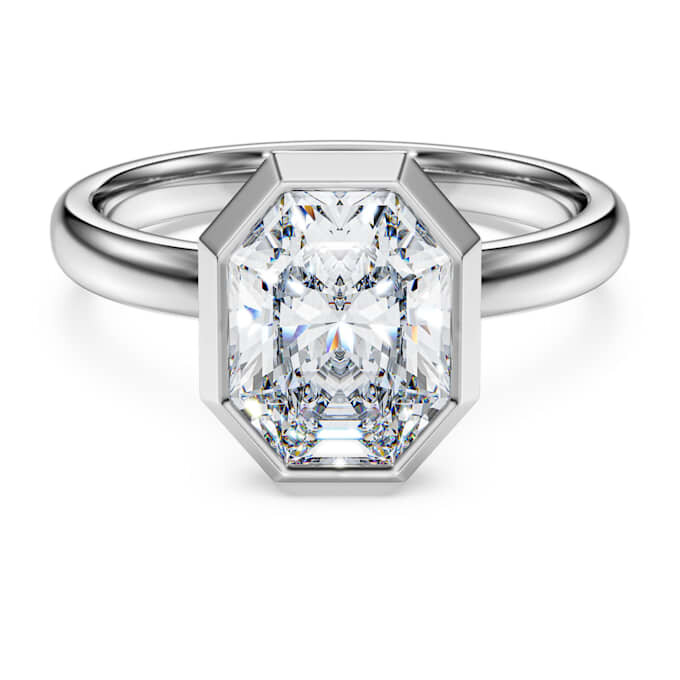 Oktagonal ring med laboratorieframställda diamanter, totalt 2,0 karat, oktagonal form, 14K vitguld Oktagonal ring med laboratorieframställda diamanter, totalt 2,0 karat, oktagonal form, 14K vitguld