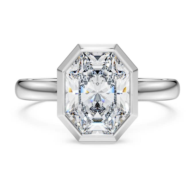 Oktagonal ring med laboratorieframställda diamanter, totalt 2,0 karat, oktagonal form, 14K vitguld Oktagonal ring med laboratorieframställda diamanter, totalt 2,0 karat, oktagonal form, 14K vitguld