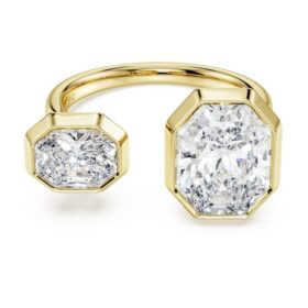 Oktagonal ring med laboratorieframställda diamanter, totalt 4,10 karat, oktagonal form, 18K gult guld