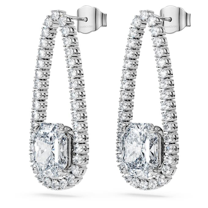 Oktagonala tennisörhängen med laboratorieframställda diamanter, totalt 7,95 karat, blandade former, 18K vitguld Oktagonala tennisörhängen med laboratorieframställda diamanter, totalt 7,95 karat, blandade former, 18K vitguld