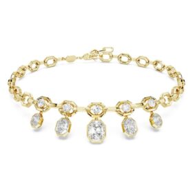 Oktagonhalsband med laboratorieframställda diamanter, 12,56 ct totalt, blandade former, 18K gult guld