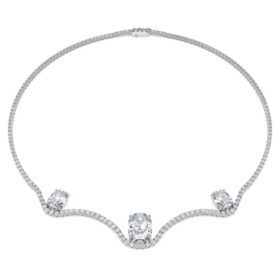 Oktagonhalsband med laboratorieframställda diamanter, 19,90 karat totalt, oktagonform, 18K vitguld