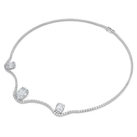 Oktagonhalsband med laboratorieframställda diamanter, 19,90 karat totalt, oktagonform, 18K vitguld