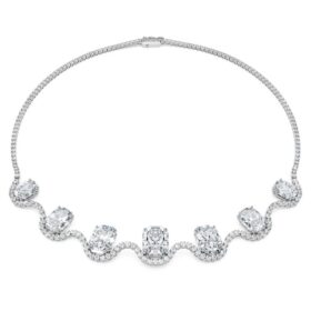 Oktagonhalsband med laboratorieframställda diamanter, 37,70 karat totalt, oktagonform, 18K vitguld