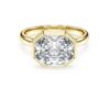 Ring med åttkantig infattning, laboratorieframställda diamanter 3,0 karat totalt, åttkantig form, 14K gult guld