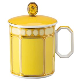 Signum-mugg med lock, porslin, gul
