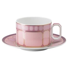 Signum tekopp med fat, porslin, rosa