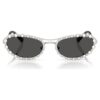 Solglasögon i oval form, 2-i-1-clip-on, Sk7044, silverfärgad
