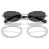 Solglasögon i oval form, 2-i-1-clip-on, Sk7044, silverfärgad