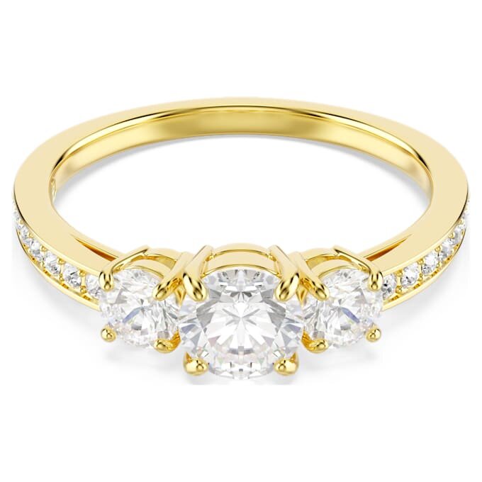Stilla Attract-ring, rund slipning, vit, guldpläterad Stilla Attract-ring, rund slipning, vit, guldpläterad