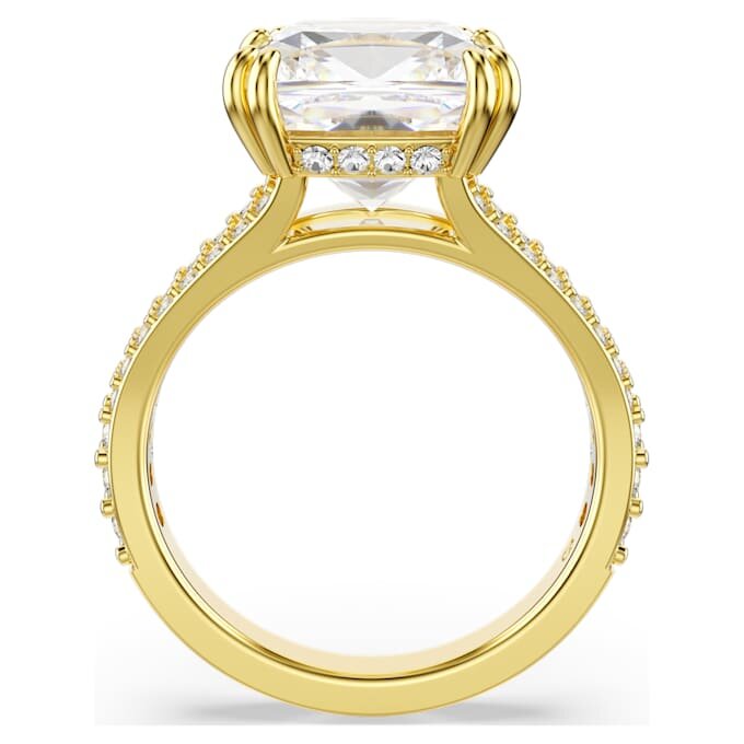 Stilla cocktailring, fyrkantig slipning, pavé, vit, guldpläterad Stilla cocktailring, fyrkantig slipning, pavé, vit, guldpläterad