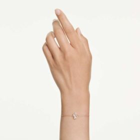 Svanarmband med blandade slipningar, svan, vitt, roséguldpläterat