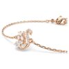 Svanarmband med blandade slipningar, svan, vitt, roséguldpläterat