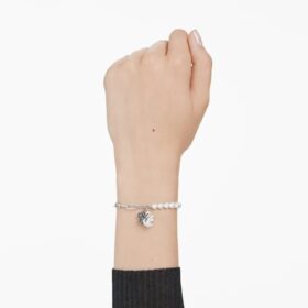 Svanarmband med kristallpärlor, svan, svart, blandad metallfinish