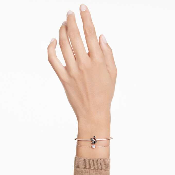Swan-armband, svart, roséguldpläterat Swan-armband, svart, roséguldpläterat